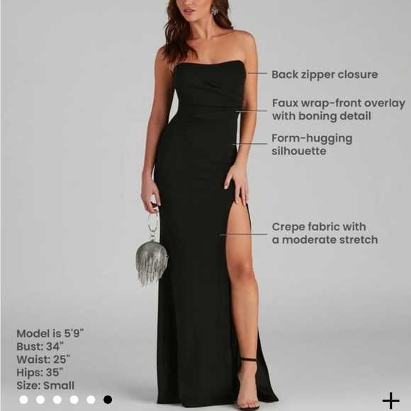 Windsor Black Sequin Strapless Kaia Gown - Picture 5 of 8